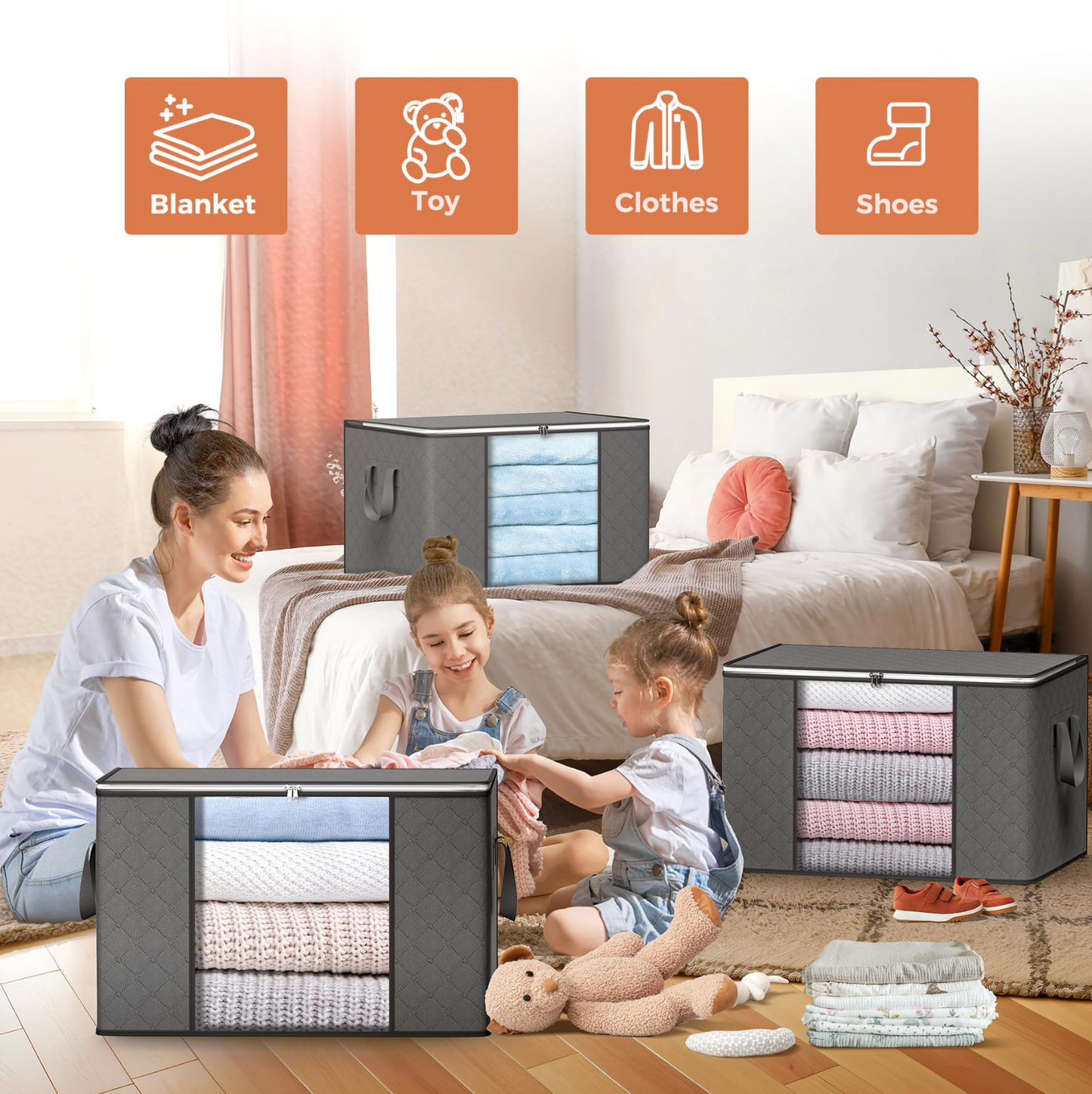 Foldable fabric boxes for wardrobe