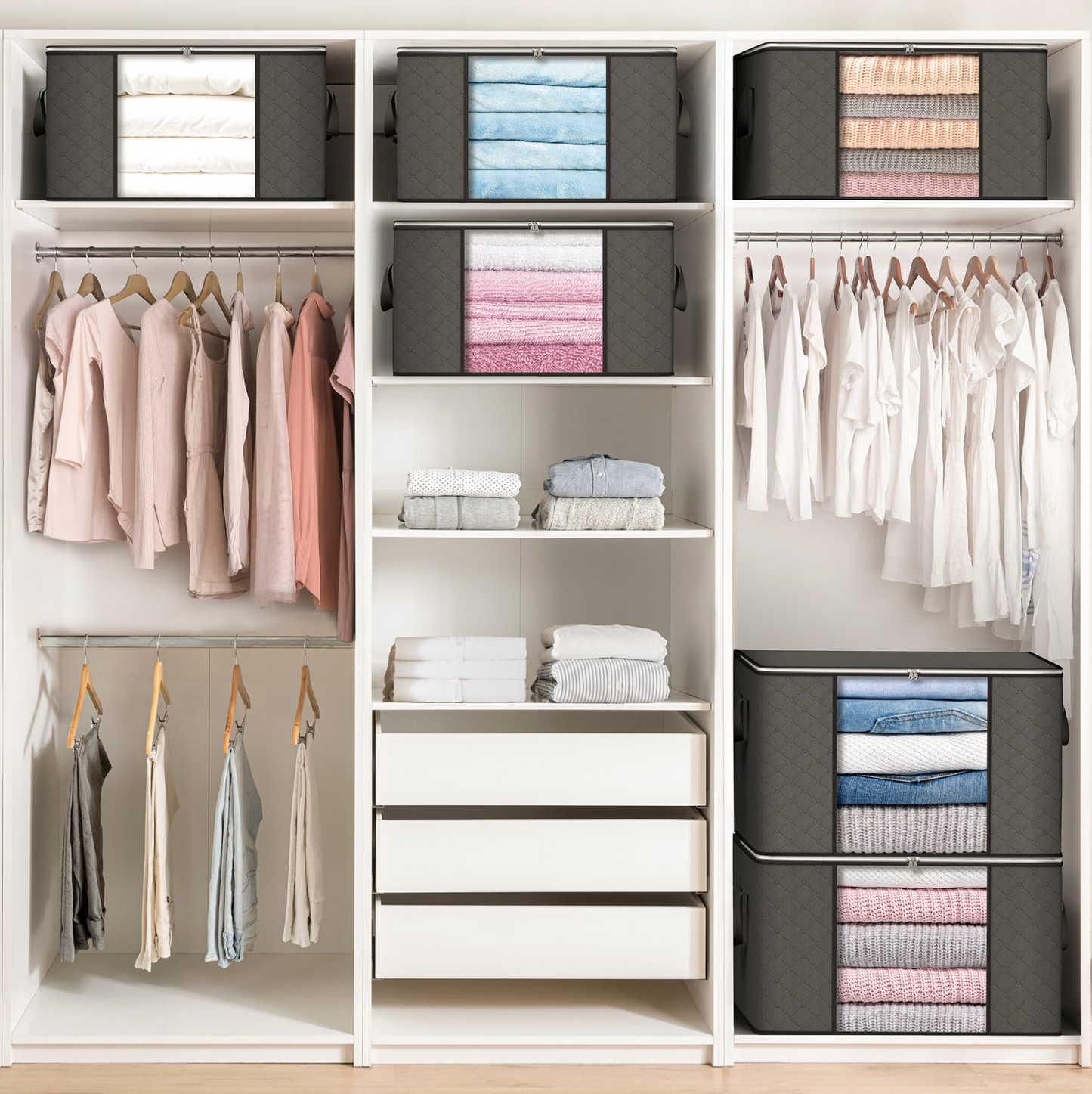 Foldable fabric boxes for wardrobe