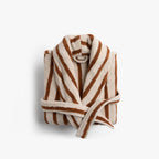 Lightweight Terry Stripe Bathrobe for Women in Bone and Tobacco – Comfortable Dressing Gown for Relaxed Mornings and Cozy Evenings 0