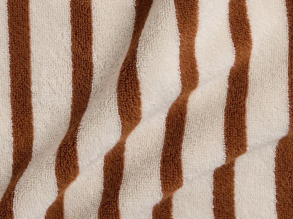 Lightweight Terry Stripe Bathrobe for Women in Bone and Tobacco – Comfortable Dressing Gown for Relaxed Mornings and Cozy Evenings 1