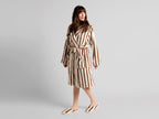 Lightweight Terry Stripe Bathrobe for Women in Bone and Tobacco – Comfortable Dressing Gown for Relaxed Mornings and Cozy Evenings 4