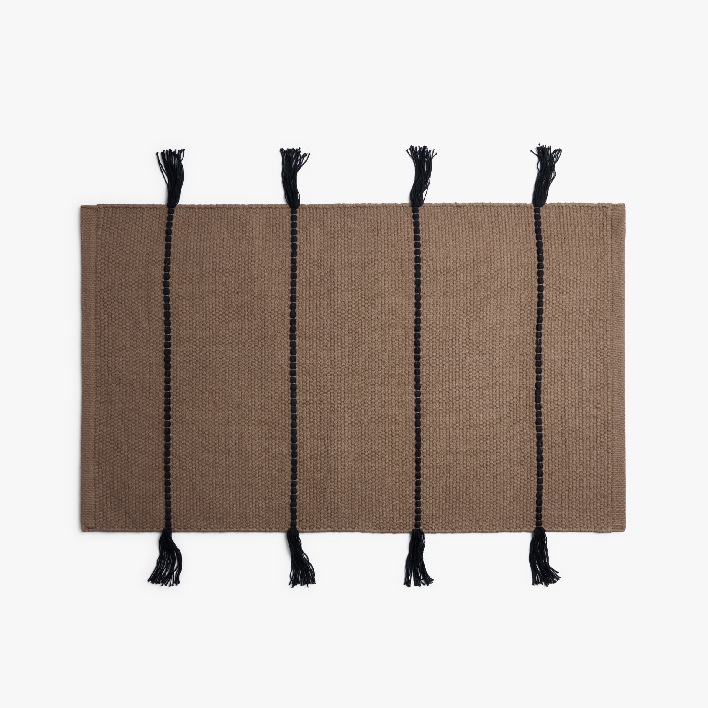 Organic Bath Rug with Tassels in Warm Grey and Soft Black – Eco-Friendly Cotton Bathroom Mat, 24 x 36 Inches 0