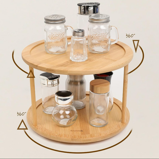 Rotating spice rack made of bamboo or metal